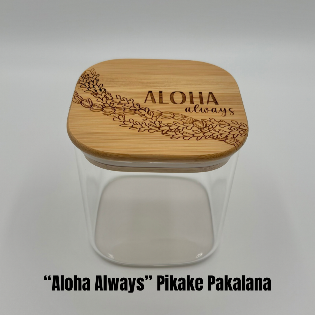 Glass Square Jar with Bamboo Lid (24oz) - 7 Designs