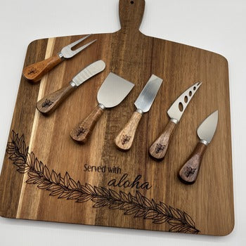 Charcuterie Set - 15.75” x 13.25” - “Served With Aloha” Maile