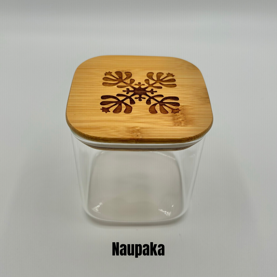 Glass Square Jar with Bamboo Lid (24oz) - 7 Designs