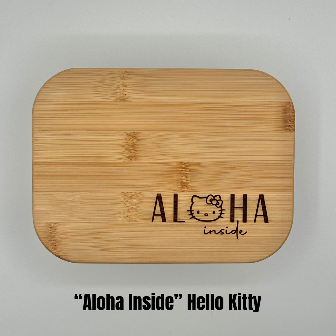 Glass Rectangle Container with Bamboo Lid (36 oz) - Hello Kitty & Pochacco