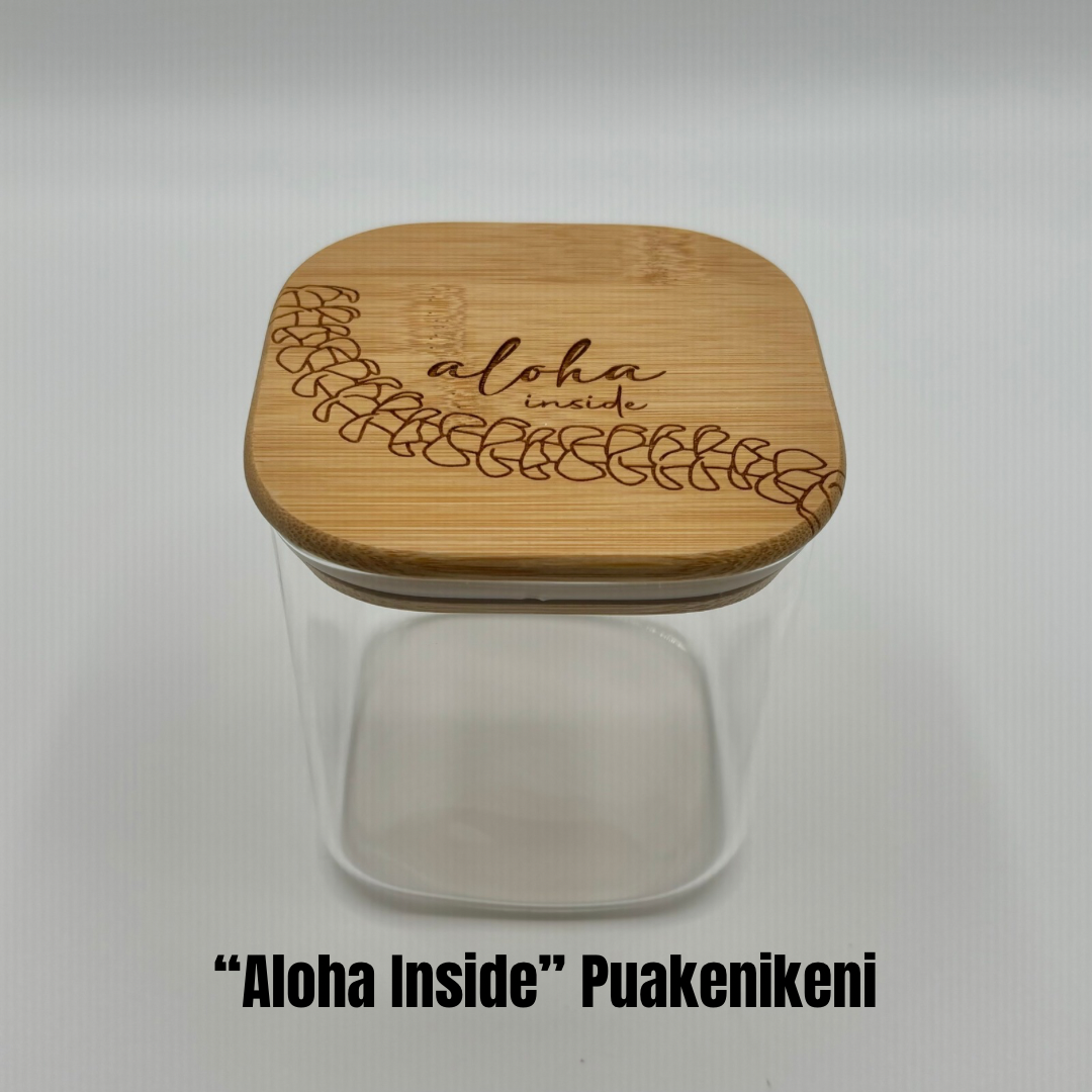Glass Square Jar with Bamboo Lid (24oz) - 7 Designs