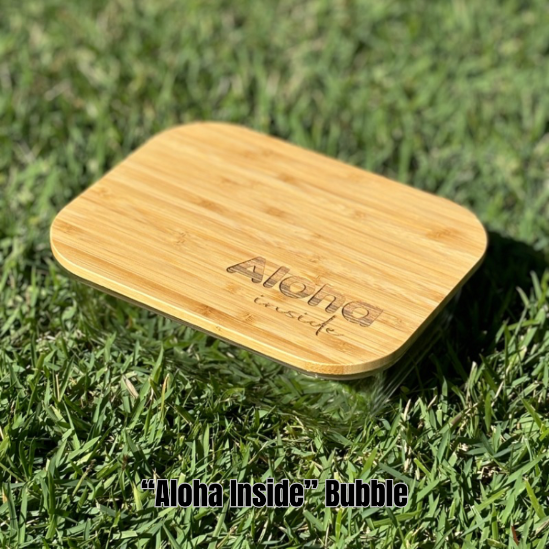 Glass Rectangle Container with Bamboo Lid (36 oz) - “Aloha Inside”, 5 Variations