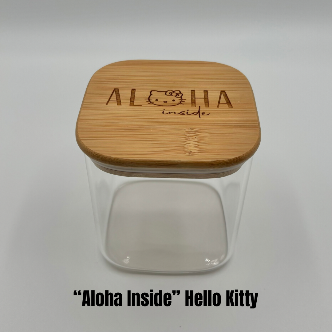 Glass Square Jar with Bamboo Lid (24oz) - 7 Designs