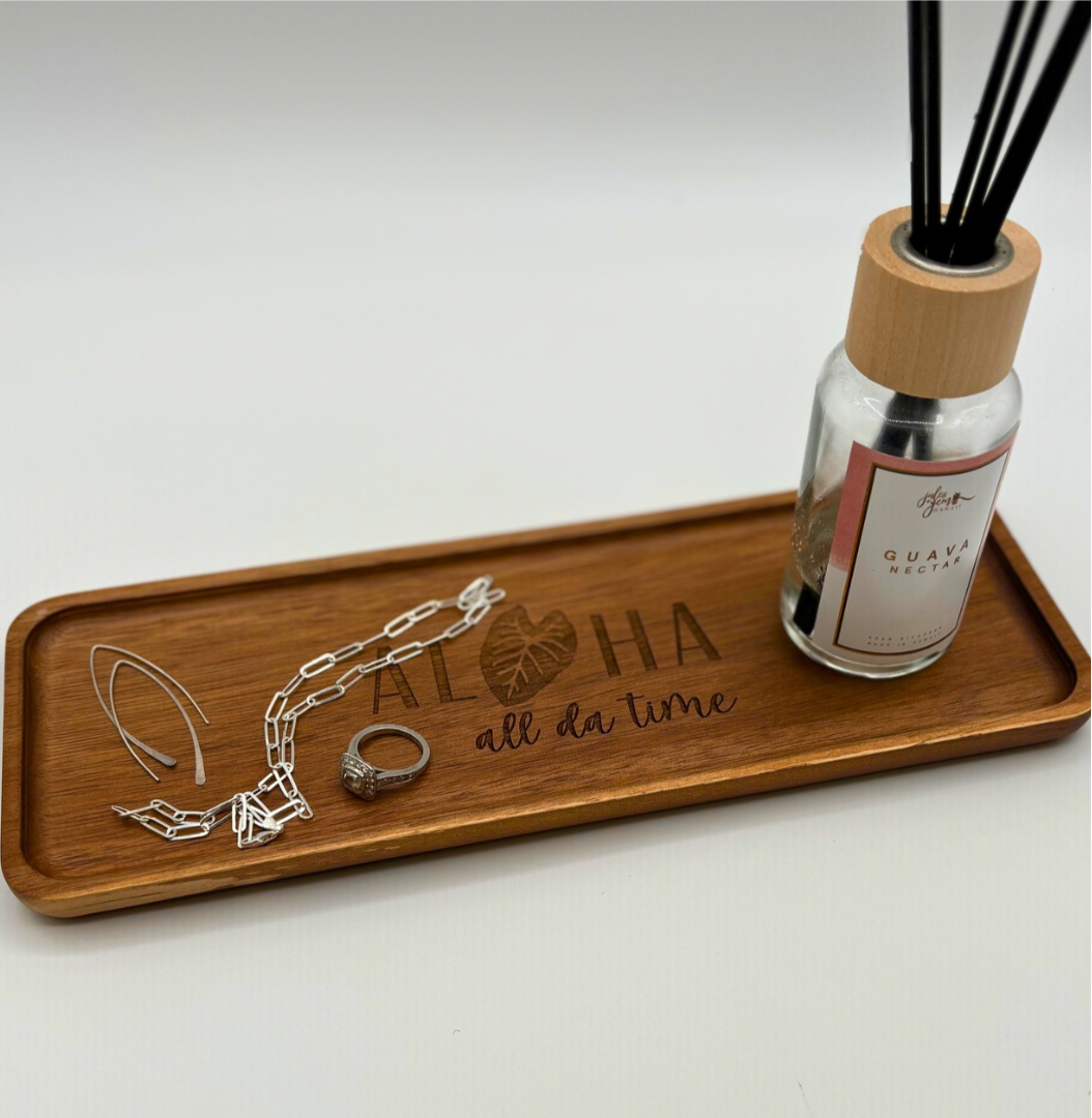 Wood Valet Tray Small Aloha All Da Time Taro Diffuser