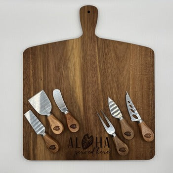 Charcuterie Set - 15.75” x 13.25” - “Aloha Served Here” Taro