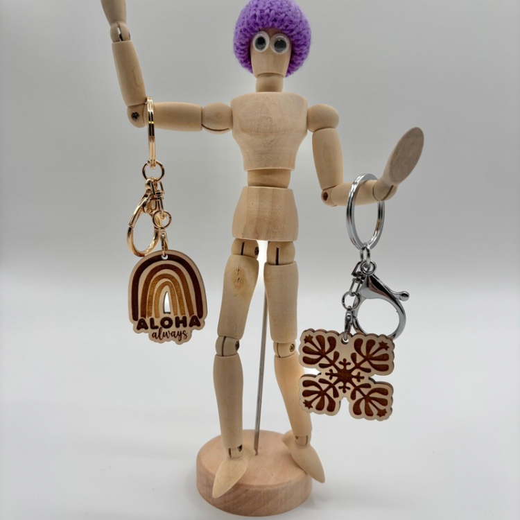 Keychain with Wood Pendant - Two Variations