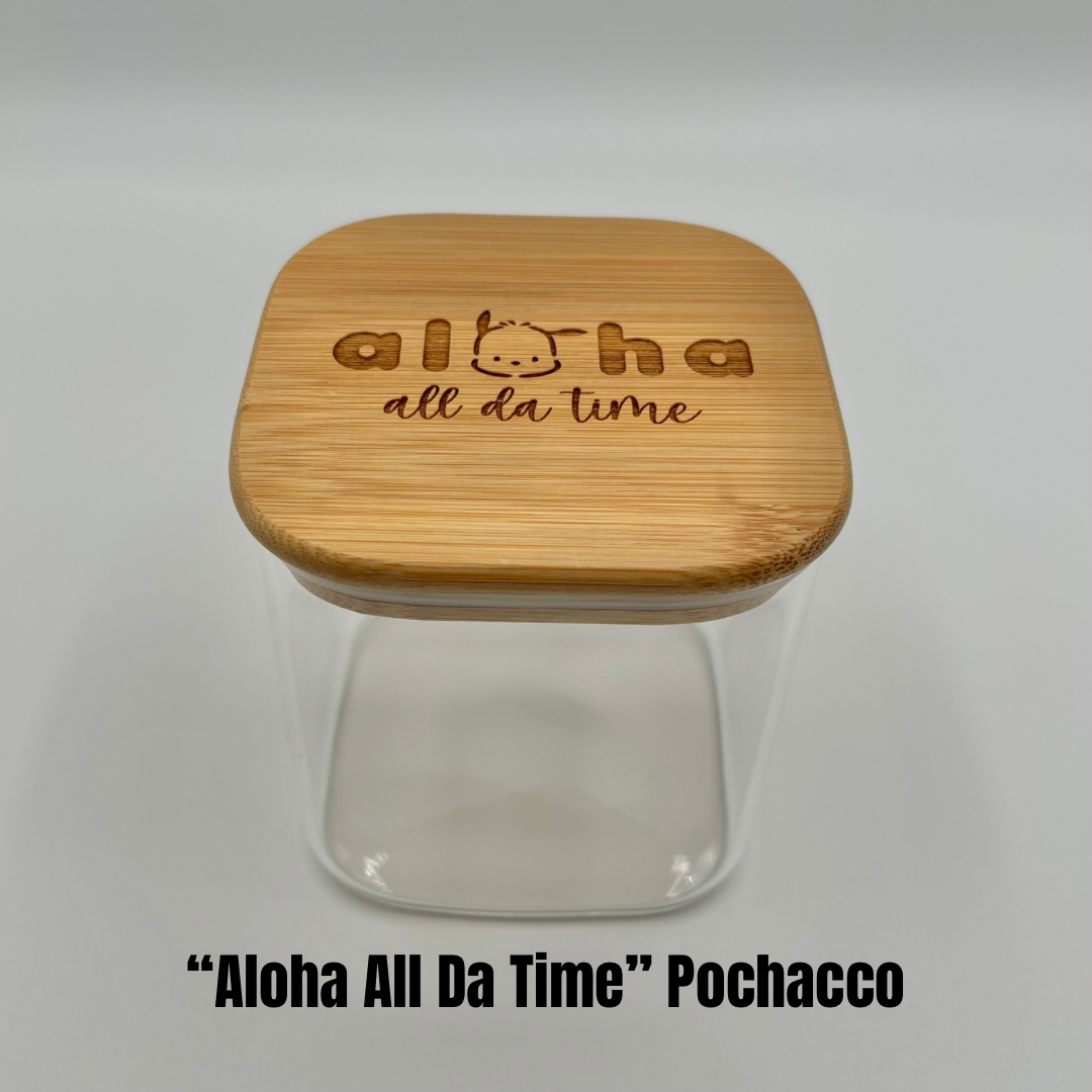 Glass Square Jar with Bamboo Lid (24oz) - 7 Designs
