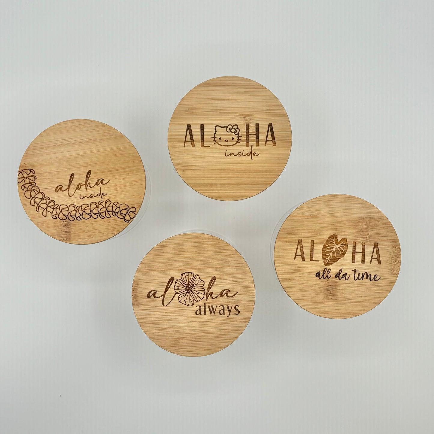 Glass Round Jar with Bamboo Lid (22 oz) - 4 Designs