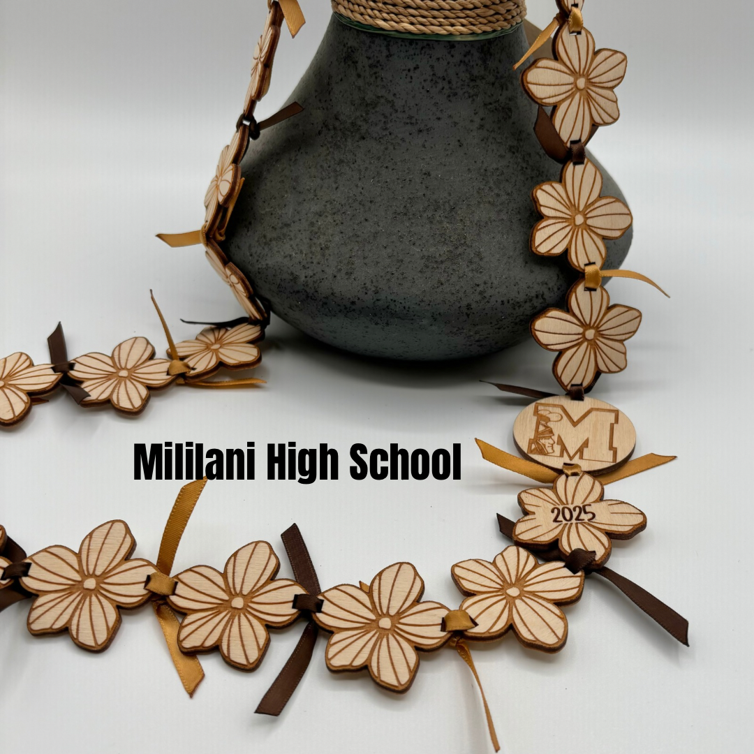 Lei with Wood Stripped Flowers - Choose Your School
