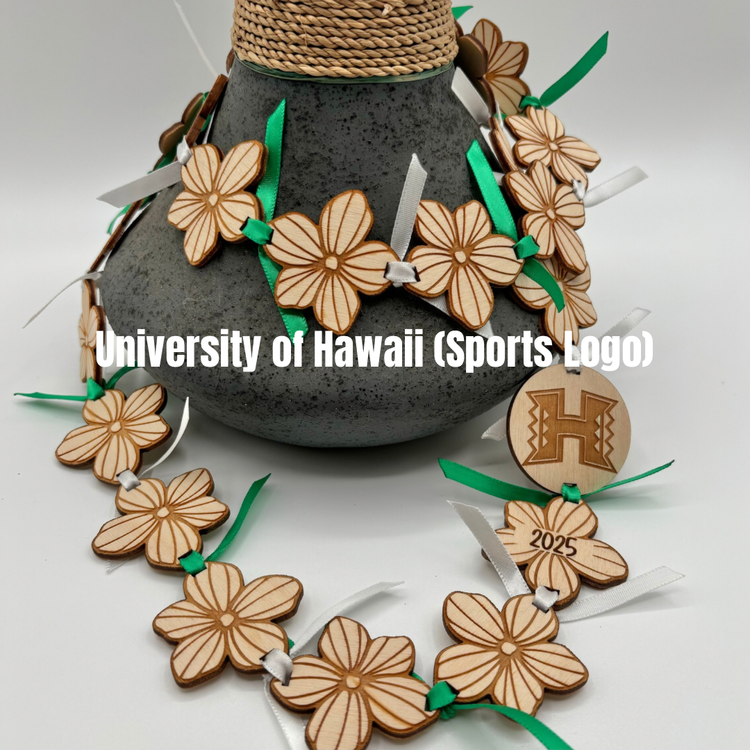 Lei with Wood Stripped Flowers - Choose Your School