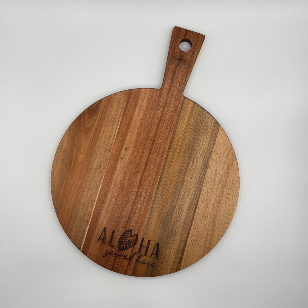 Charcuterie Set (Round)- 15.75” x 11.75” - “Aloha Served Here” Taro
