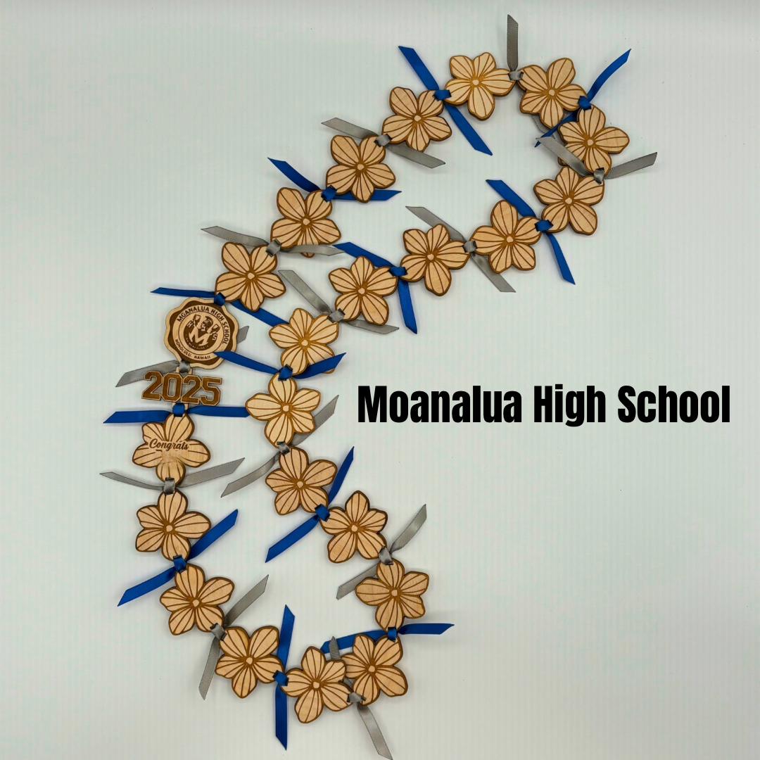 Lei with Wood Stripped Flowers - Choose Your School