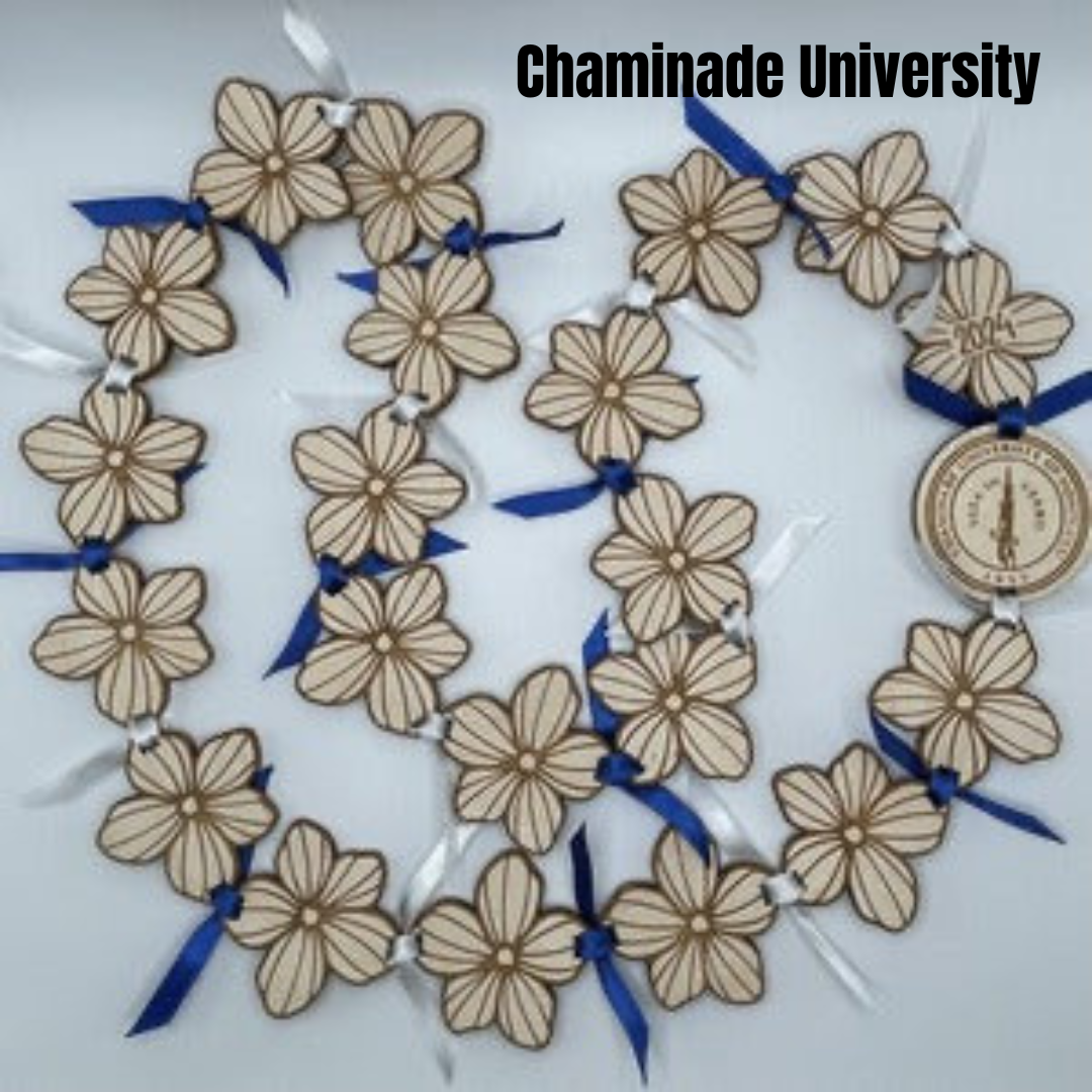 Lei with Wood Stripped Flowers - Choose Your School