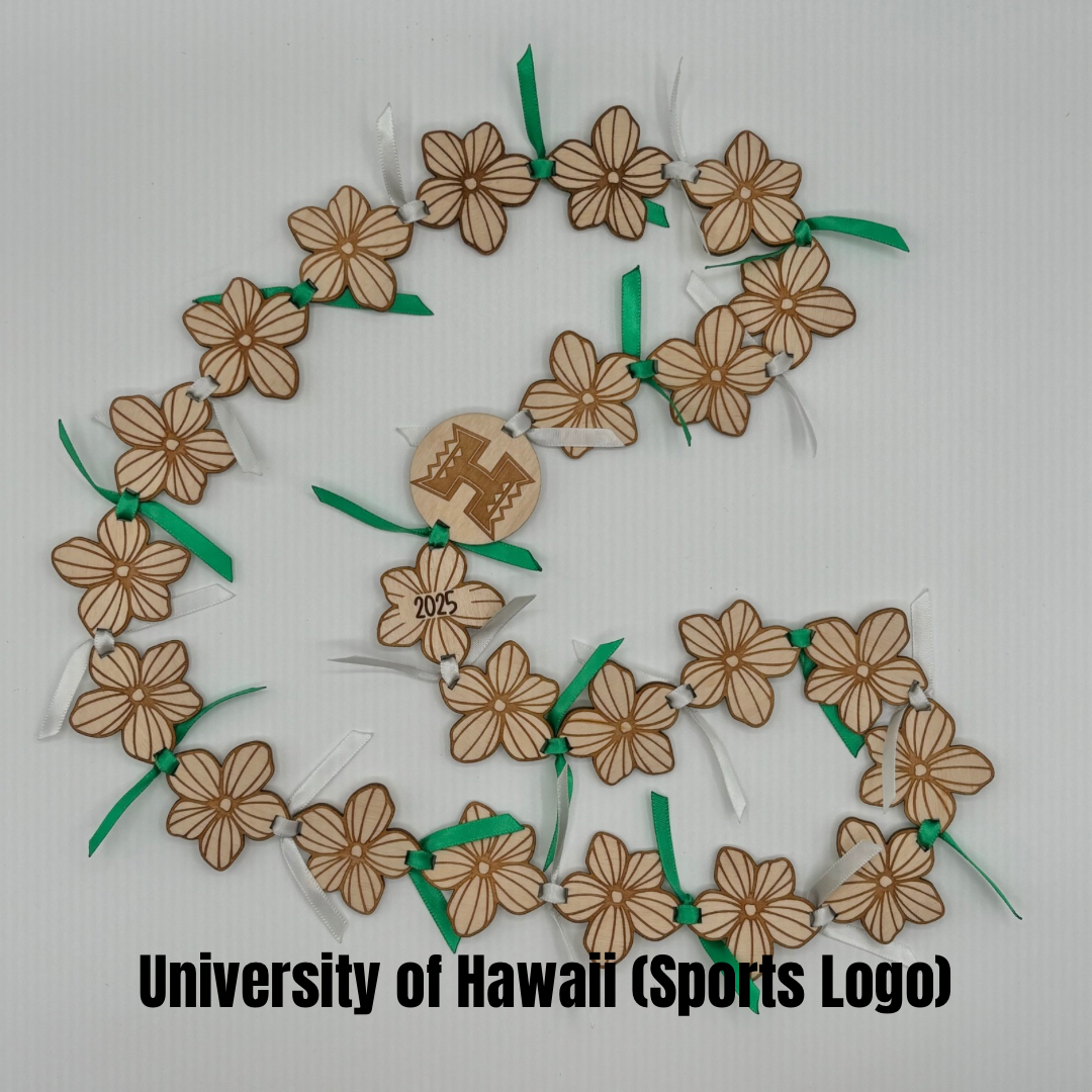 Lei with Wood Stripped Flowers - Choose Your School
