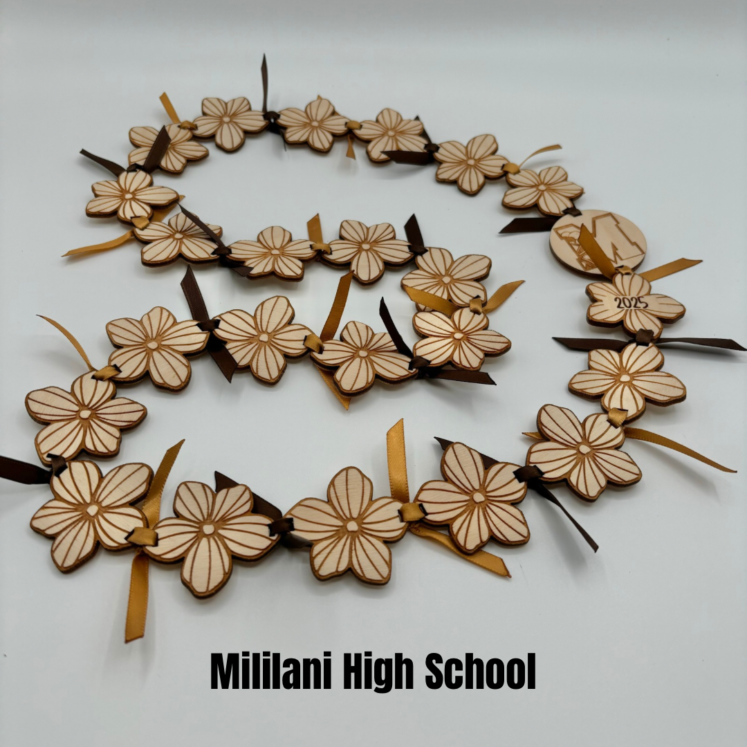 Lei with Wood Stripped Flowers - Choose Your School
