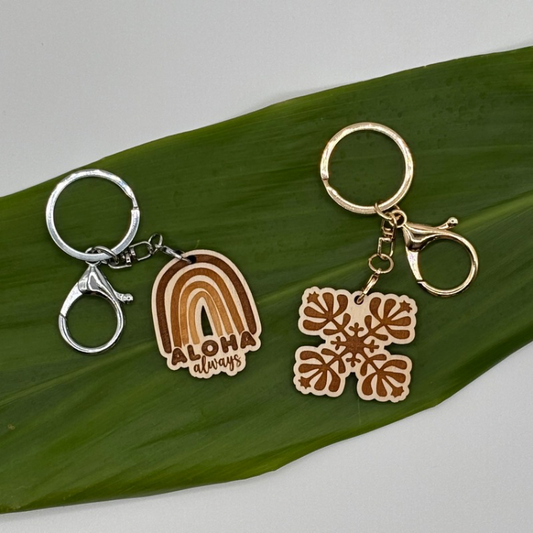 Keychain with Wood Pendant - Two Variations