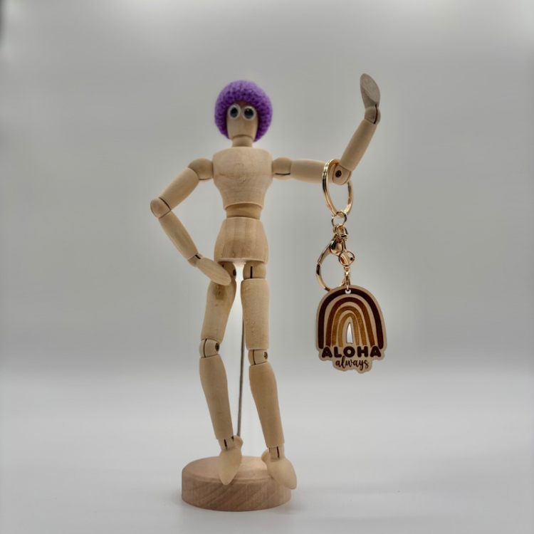 Keychain with Wood Pendant - Two Variations