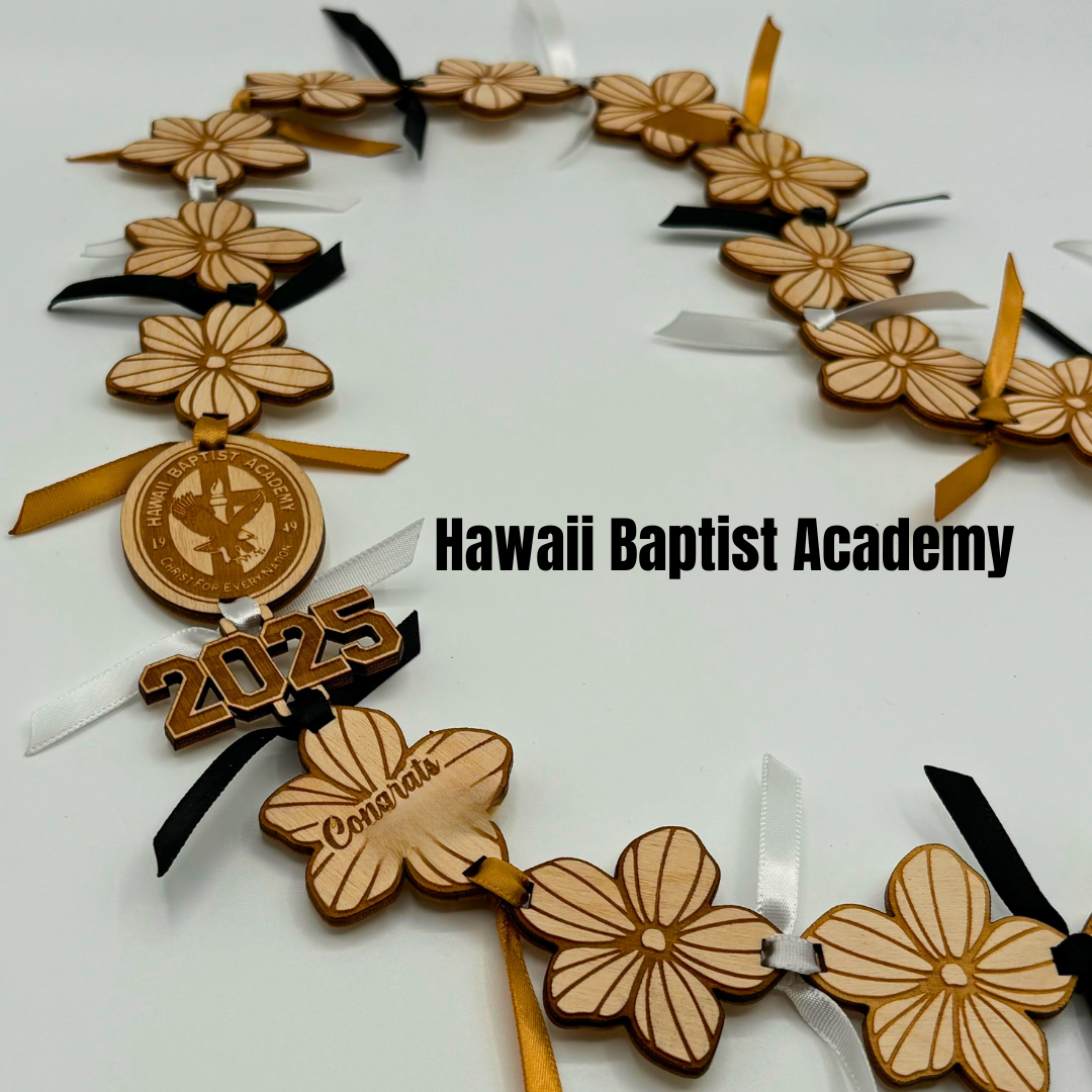 Lei with Wood Stripped Flowers - Choose Your School