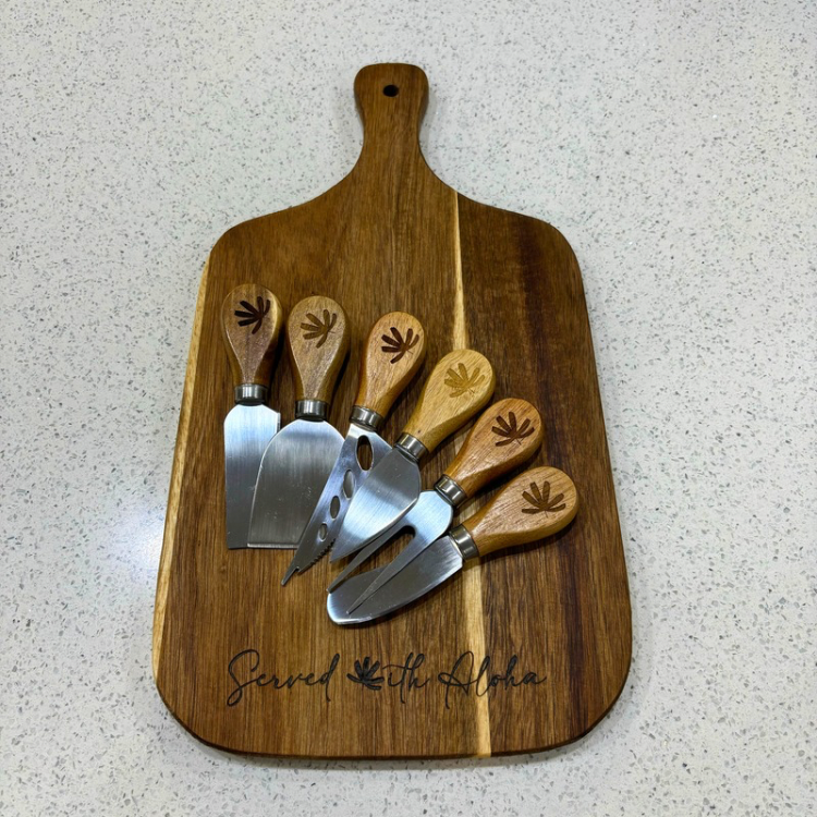 Charcuterie Set - “Served with Aloha” - Fern - 14.5" x 8.0"