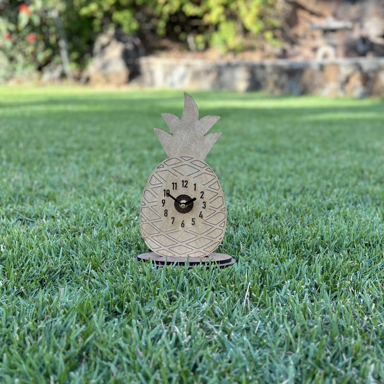 Wood Clock - Pineapple (light stain) - Fruitlet Pattern