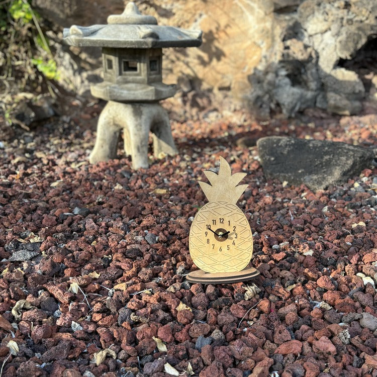 Wood Clock - Pineapple (light stain) - Fruitlet Pattern