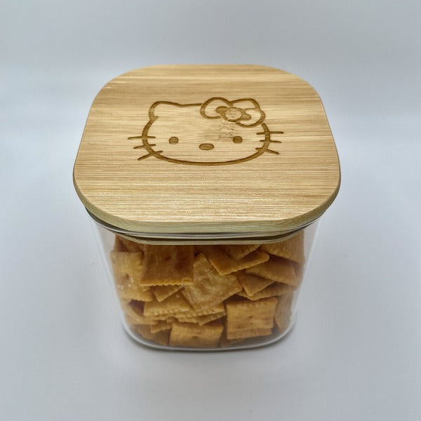 Glass Container with Bamboo Lid (24 oz) - Hello Kitty