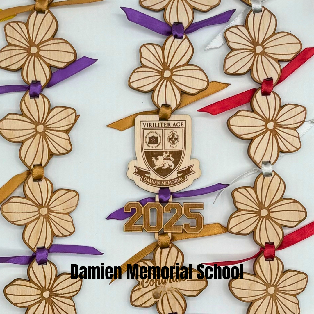 Lei with Wood Stripped Flowers - Choose Your School