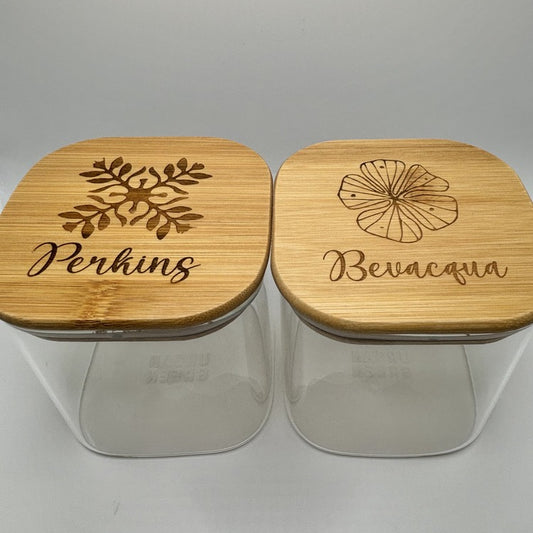 Glass Container with Bamboo Lid (24 oz) - Customized