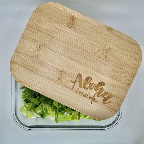 Glass Container with Bamboo Lid (36 oz) - “Aloha Inside”