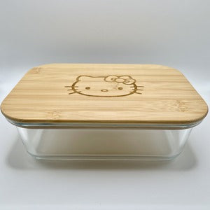 glass container bamboo lid hello kitty