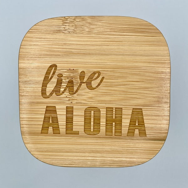 Glass Container with Bamboo Lid (24 oz) - “Live Aloha”