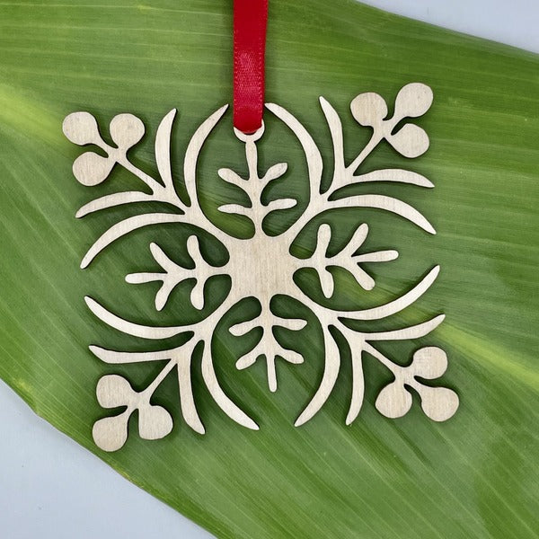 Ornament - Hawaiian Quilt Block - Koa