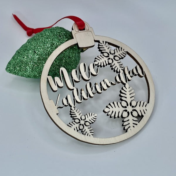Ornament - “Mele Kalikimaka” Cutout with Ulu