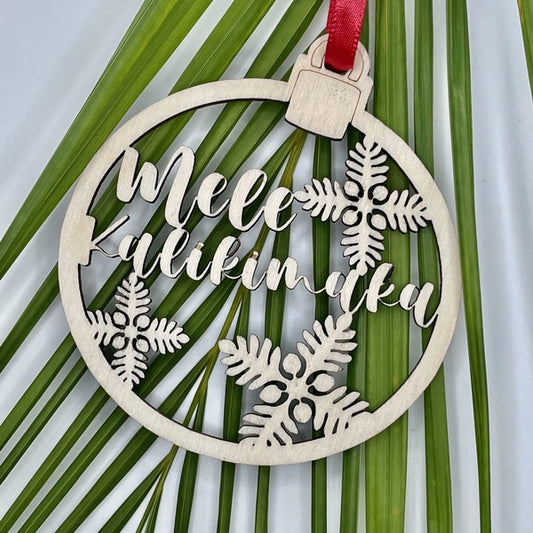 Ornament - “Mele Kalikimaka” Cutout with Ulu