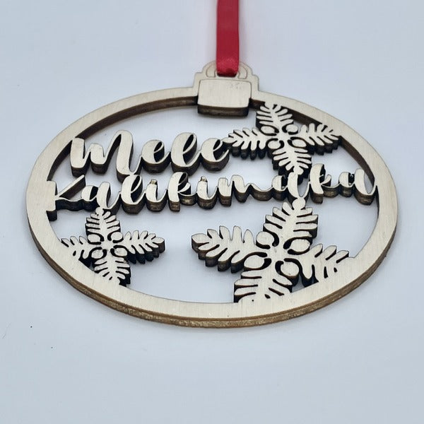 Ornament - “Mele Kalikimaka” Cutout with Ulu